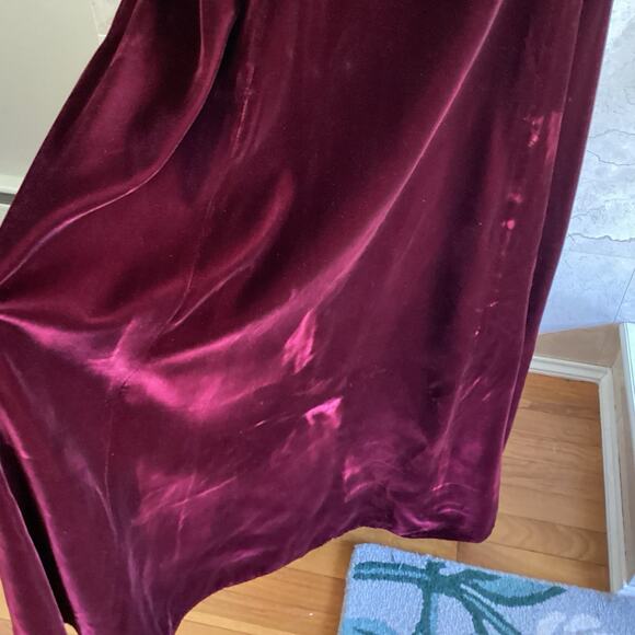 Vintage Burgundy Velvet Gown - 14 - Scoop Neck 80s Holiday Formal Winter Wedding - Picture 14 of 14